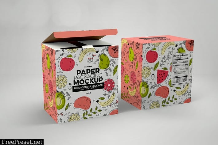 Paper Box Tuck & Tongue Lock Mockup