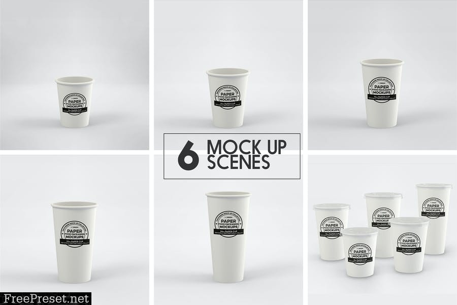 Paper Cold Drink Cups Packaging Mockup