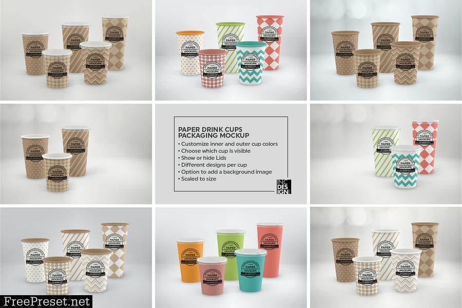 Paper Cold Drink Cups Packaging Mockup