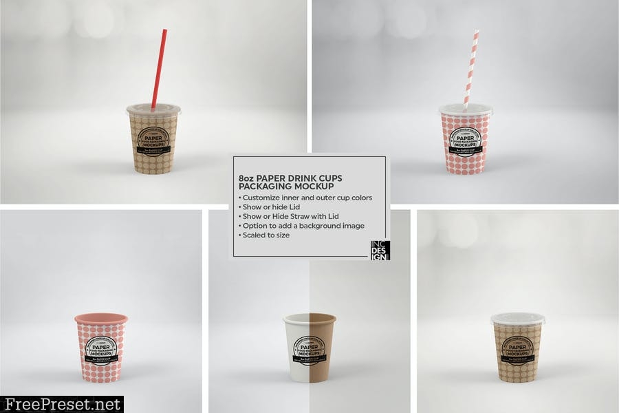 Paper Cold Drink Cups Packaging Mockup