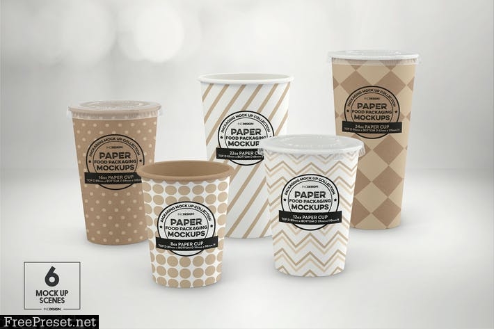 Paper Cold Drink Cups Packaging Mockup