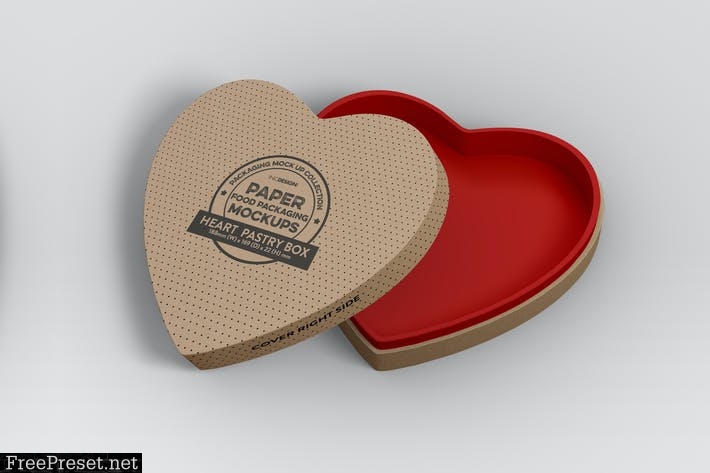 Paper Heart Box Packaging Mockup