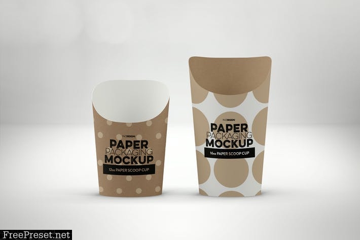 Paper Scoop Cups Packaging Mockup NH4473P