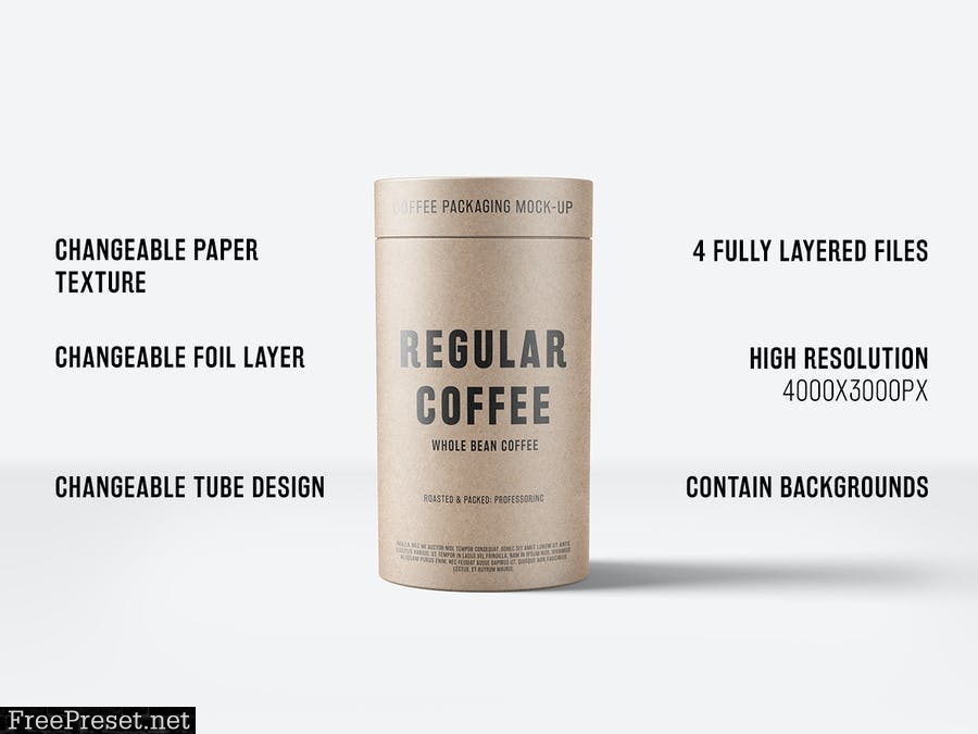 Paper Tube Coffee Package Mock Up