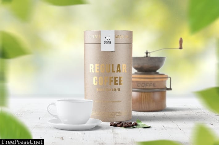 Paper Tube Coffee Package Mock Up