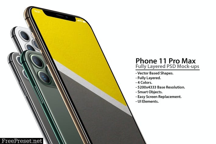 Phone 11 Pro Layered PSD Mock-ups