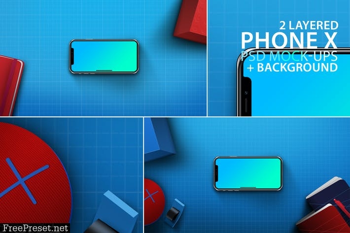 Phone Mock-ups with Blue Background