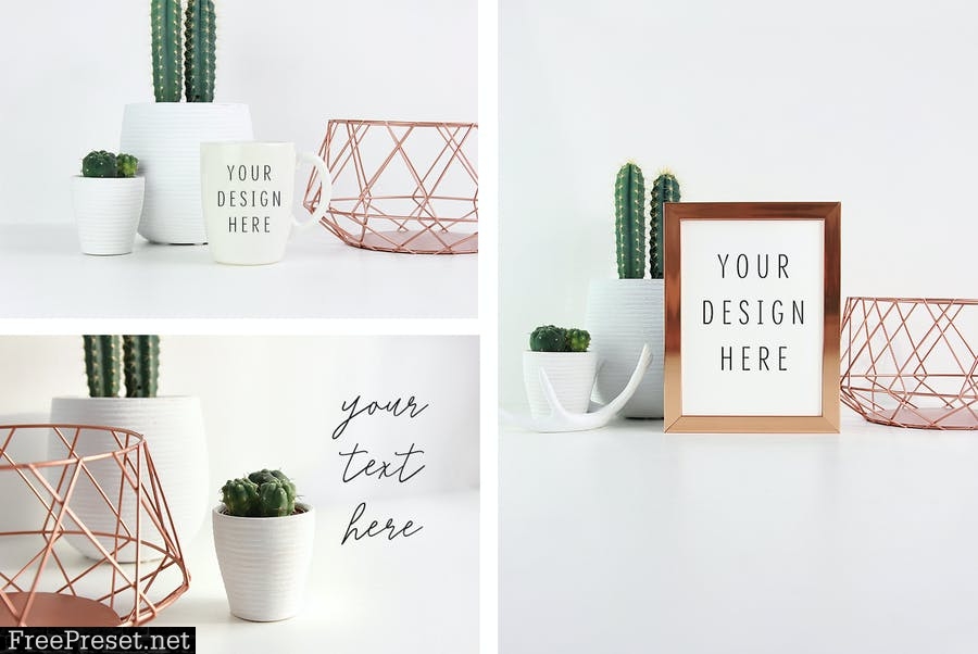 Picture frame and mug mockups, Minimal bronze ABT9V5