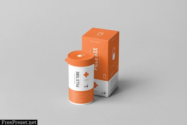 Pills Tube & Box Mock-up