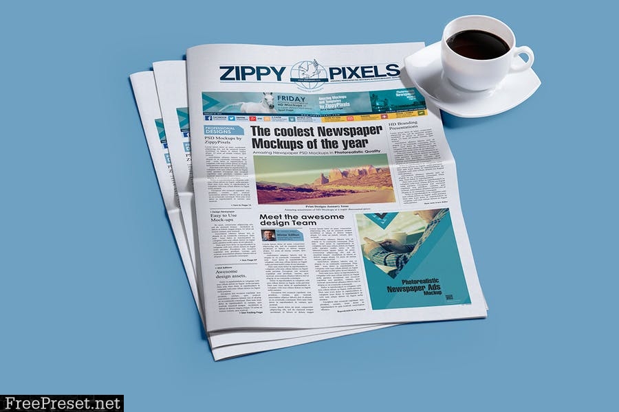 Professional Newspaper PSD Mockups