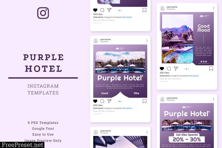 Purple Hotel Instagram Template CNT2G7N