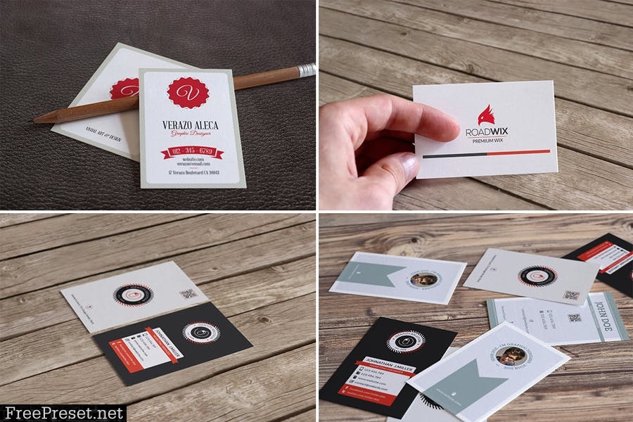 Realistic Business Card Mockups for EU Size