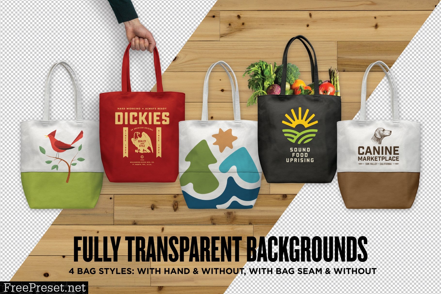 Realistic Canvas Tote Bag Mockups 5850995