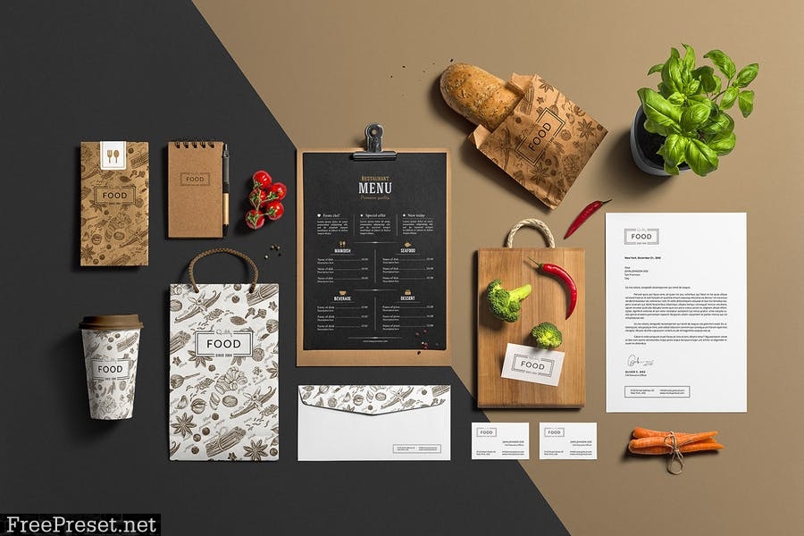 Restaurant & Bar Stationery Branding Mockup