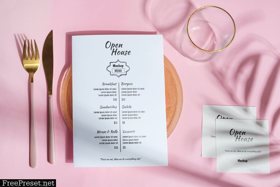 Restaurant & Bar To Go Menu Mockup