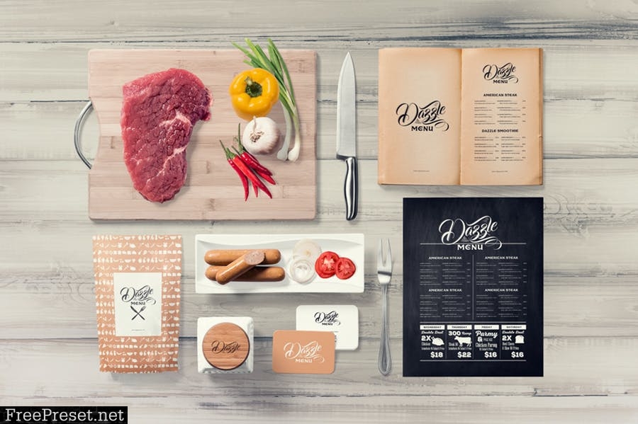 Restaurant Menu Mockup Scenes ARE6C4