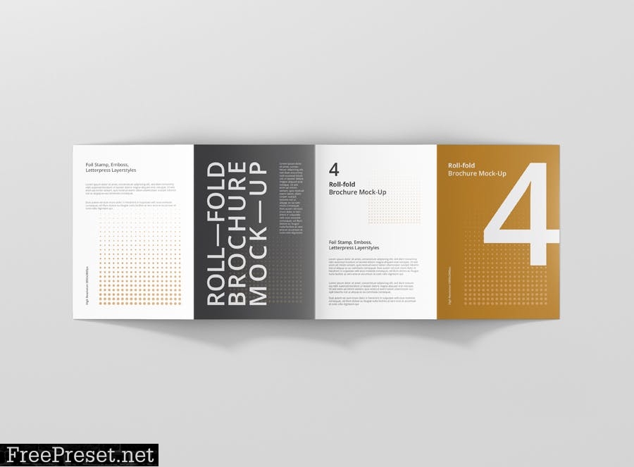 Roll Fold Brochure Mockup Din A4 A5 A6 AX95VT