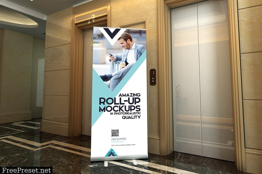 Roll-up Banner Mockup PSD QUEY4G