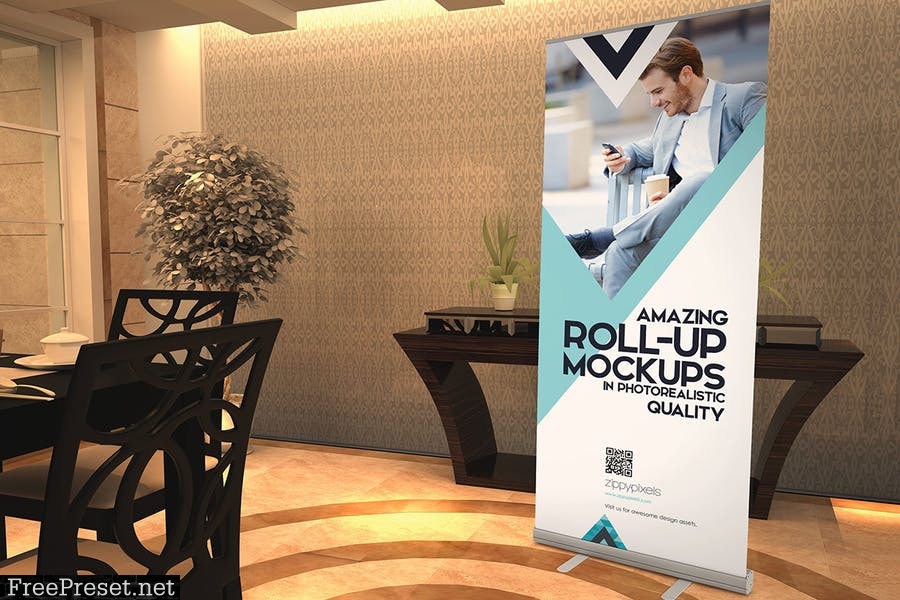 Roll-up Banner Mockup PSD QUEY4G