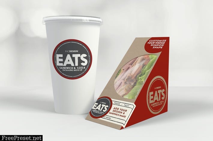 Download Sandwich Wedge And Soda Paper Cups Mockup Set