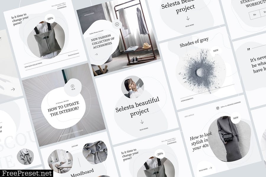 Selesta Grey Social Templates WFLCXHW