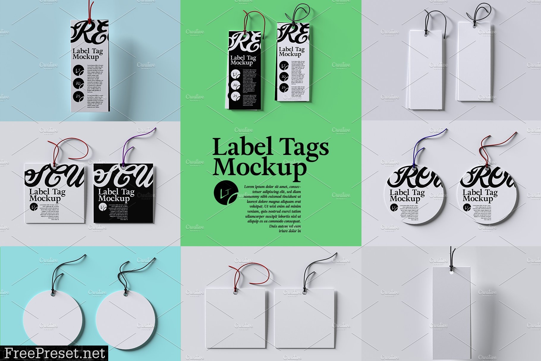 Set of Tag Clothing Labels Mockup 5836432