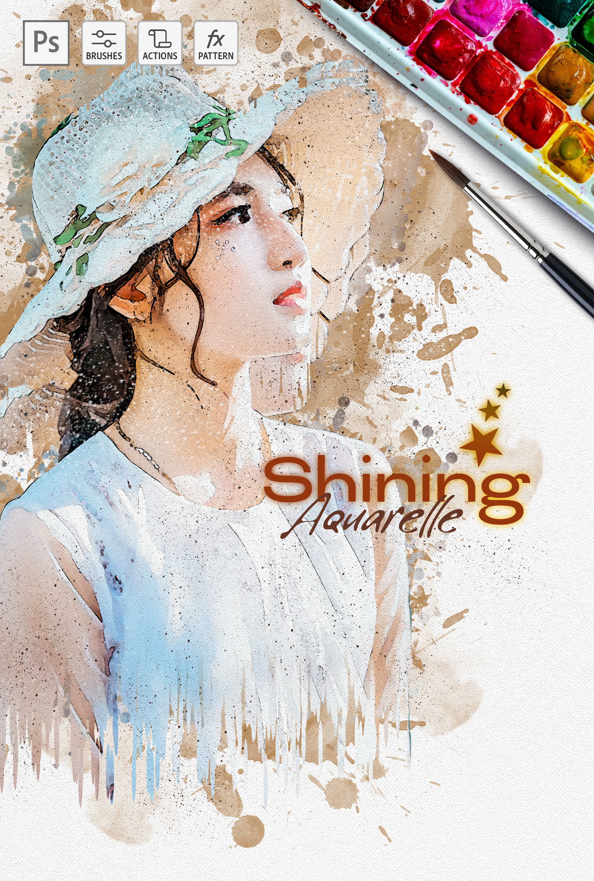 Shining Aquarelle - Watercolor - Photoshop Action 30316016