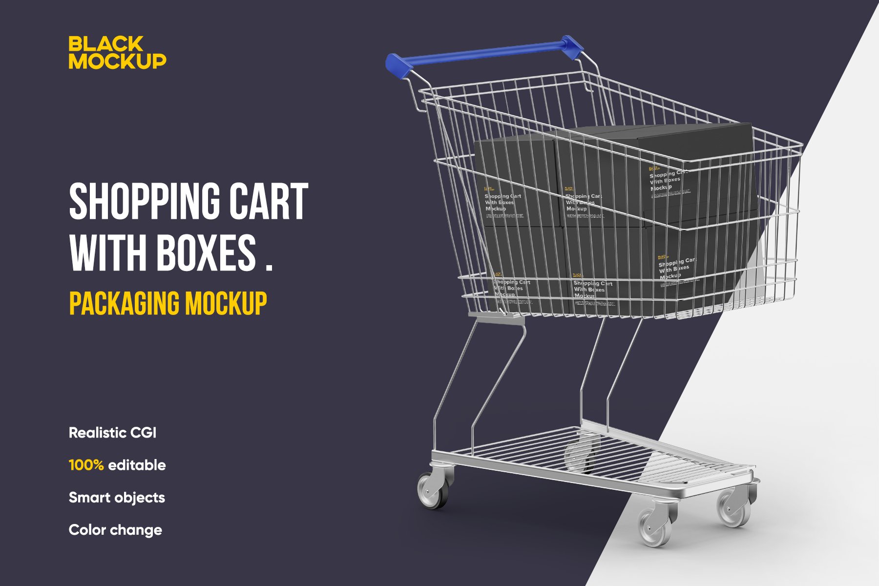 Shopping Cart With Boxes Mockup 5604548