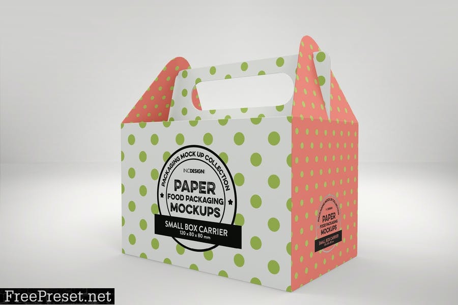 Small Cake Box Carrier Packaging Mockup VCTNXQ