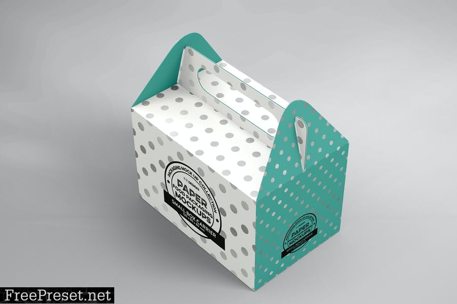 Small Cake Box Carrier Packaging Mockup VCTNXQ