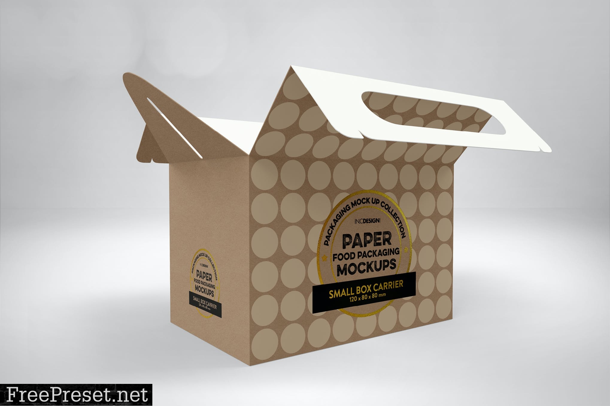 Small Cake Box Carrier Packaging Mockup VCTNXQ