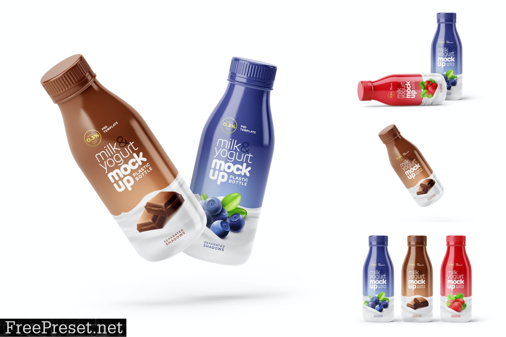 Small Yogurt & Milk Bottle Mockup Set 269VQ8W