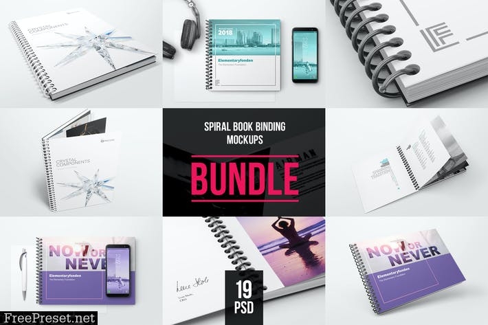 Spiral Book Binding Bundle Mockups WTR3XS