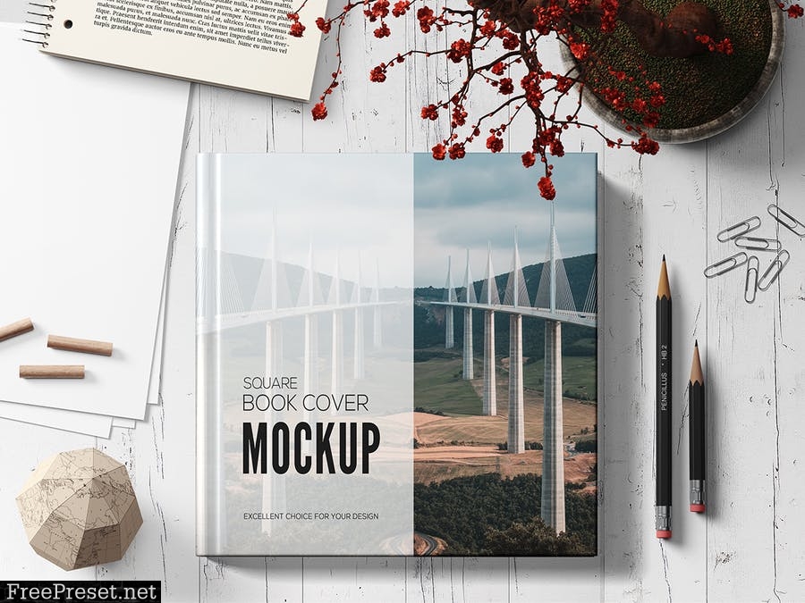 Square Book Mockup Set