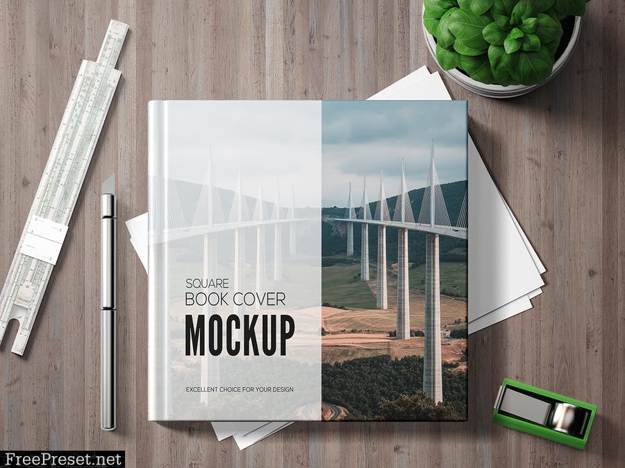 Square Book Mockup Set