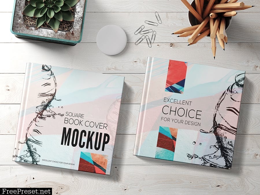 Square Book Mockup Set