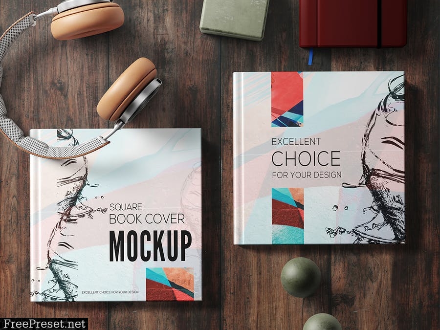 Square Book Mockup Set