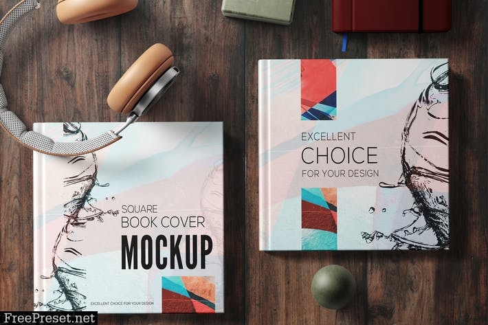 Square Book Mockup Set