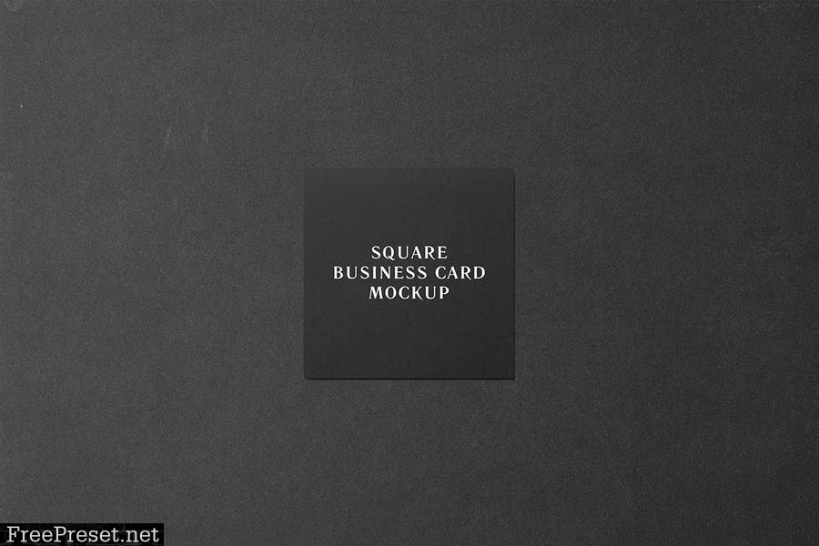 Square Business Card Mockup - Black Edition