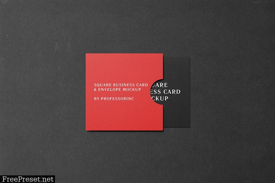 Square Business Card Mockup - Black Edition