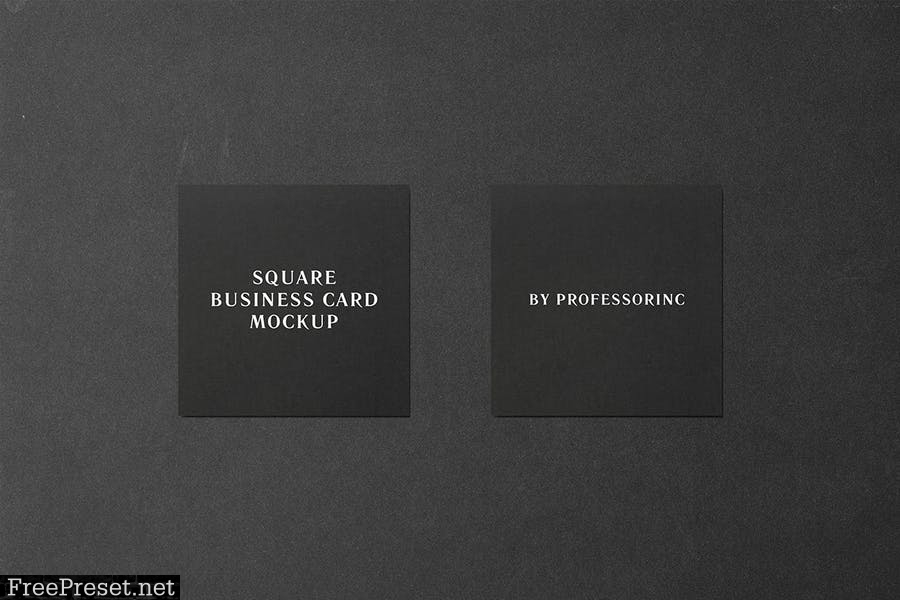 Square Business Card Mockup - Black Edition