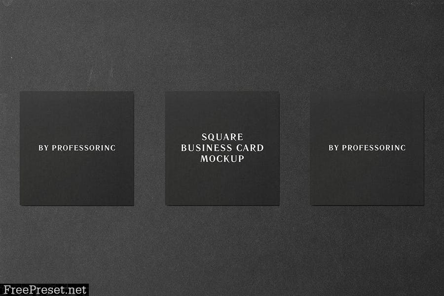 Square Business Card Mockup - Black Edition