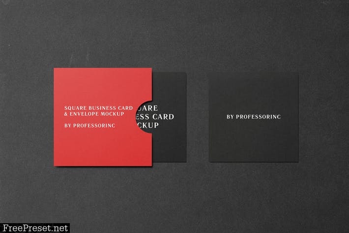 Square Business Card Mockup - Black Edition