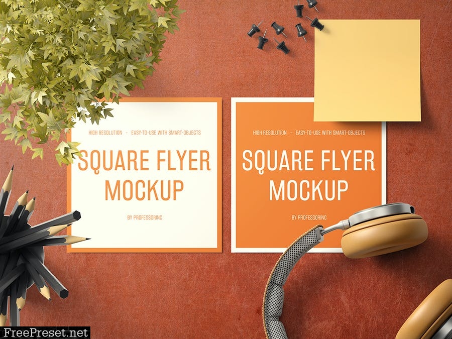 Square Flyer Mockup - Set 2