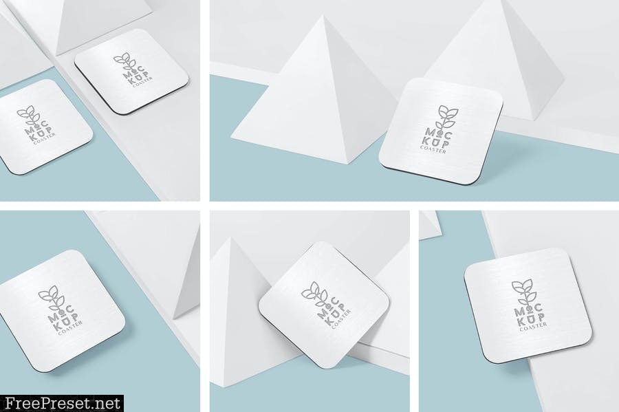 Square Metallic Coaster Mock-Ups with Round Corner WAF4K26