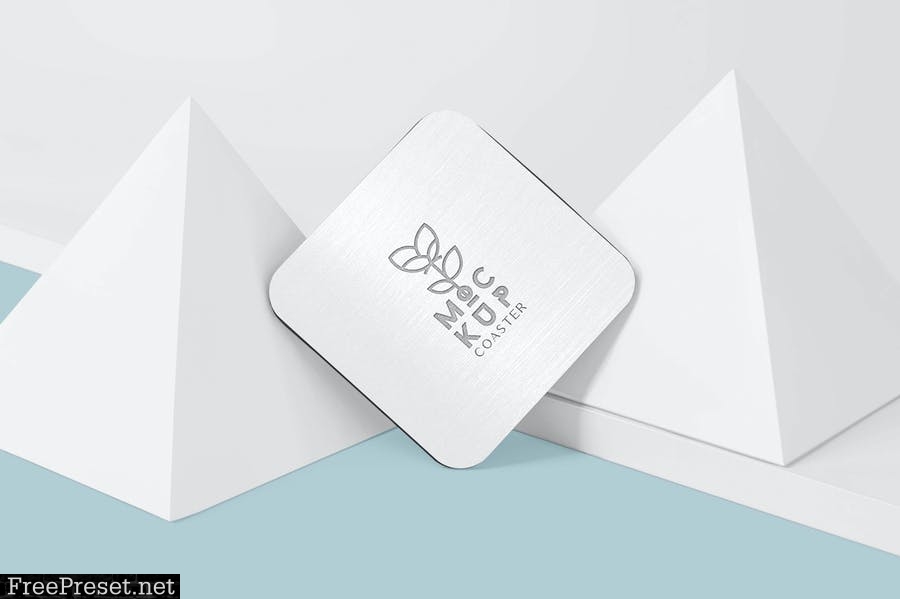 Square Metallic Coaster Mock-Ups with Round Corner WAF4K26