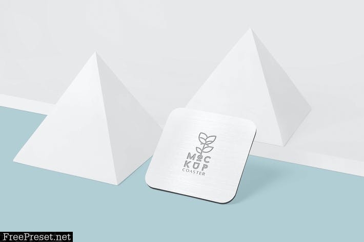 Square Metallic Coaster Mock-Ups with Round Corner WAF4K26