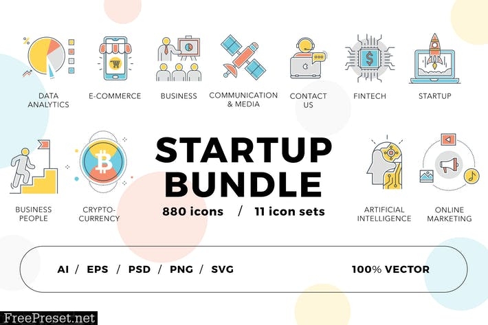 Startup Bundle 800+ Icons 64XYHD