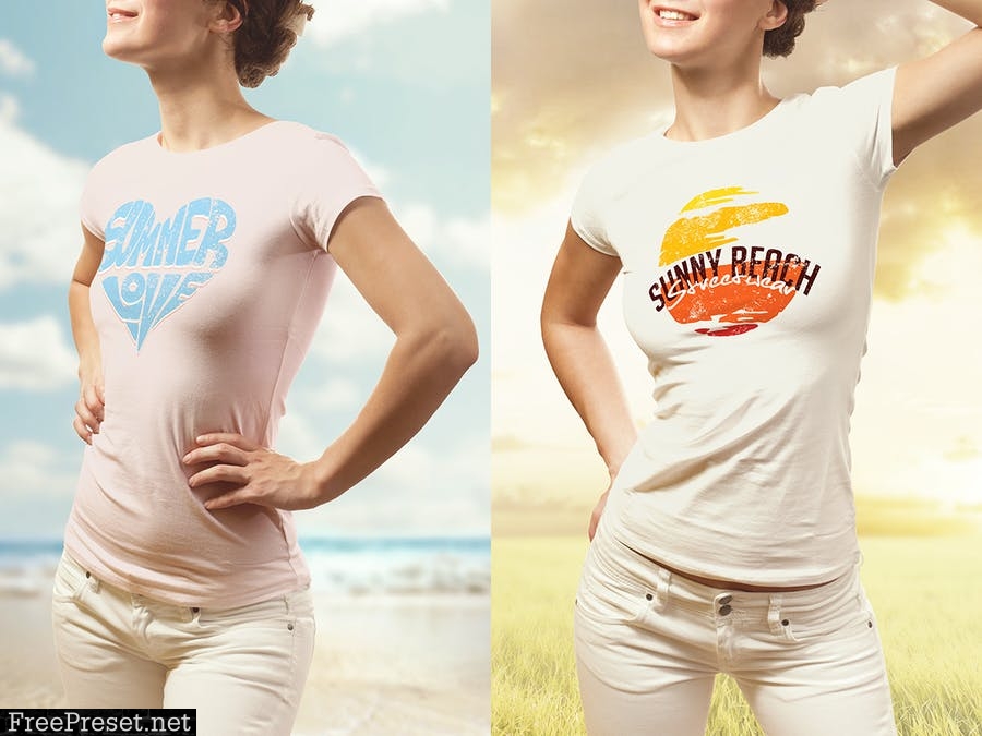 Summer T-shirt Mock-up Female Version