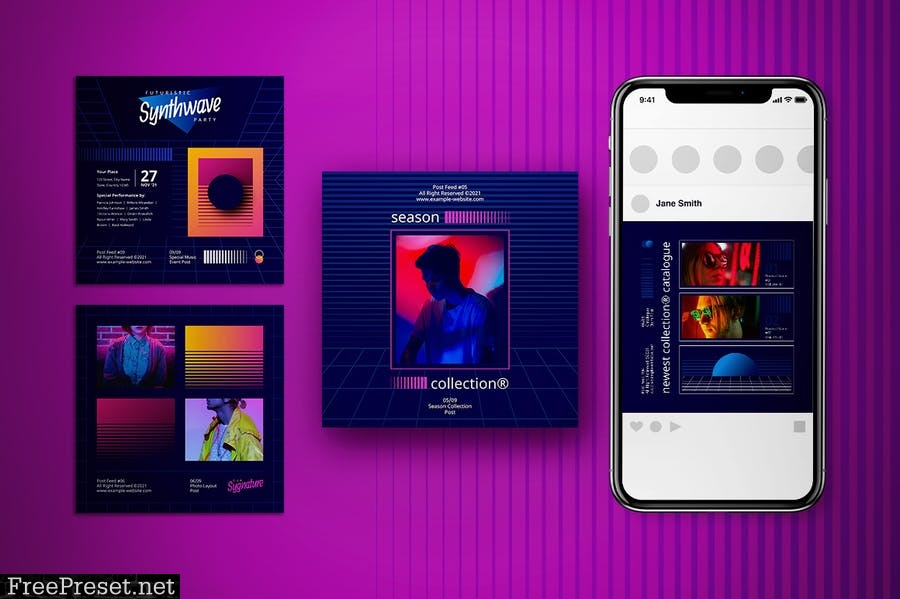 Synthwave Social Media Pack FNRFVCK